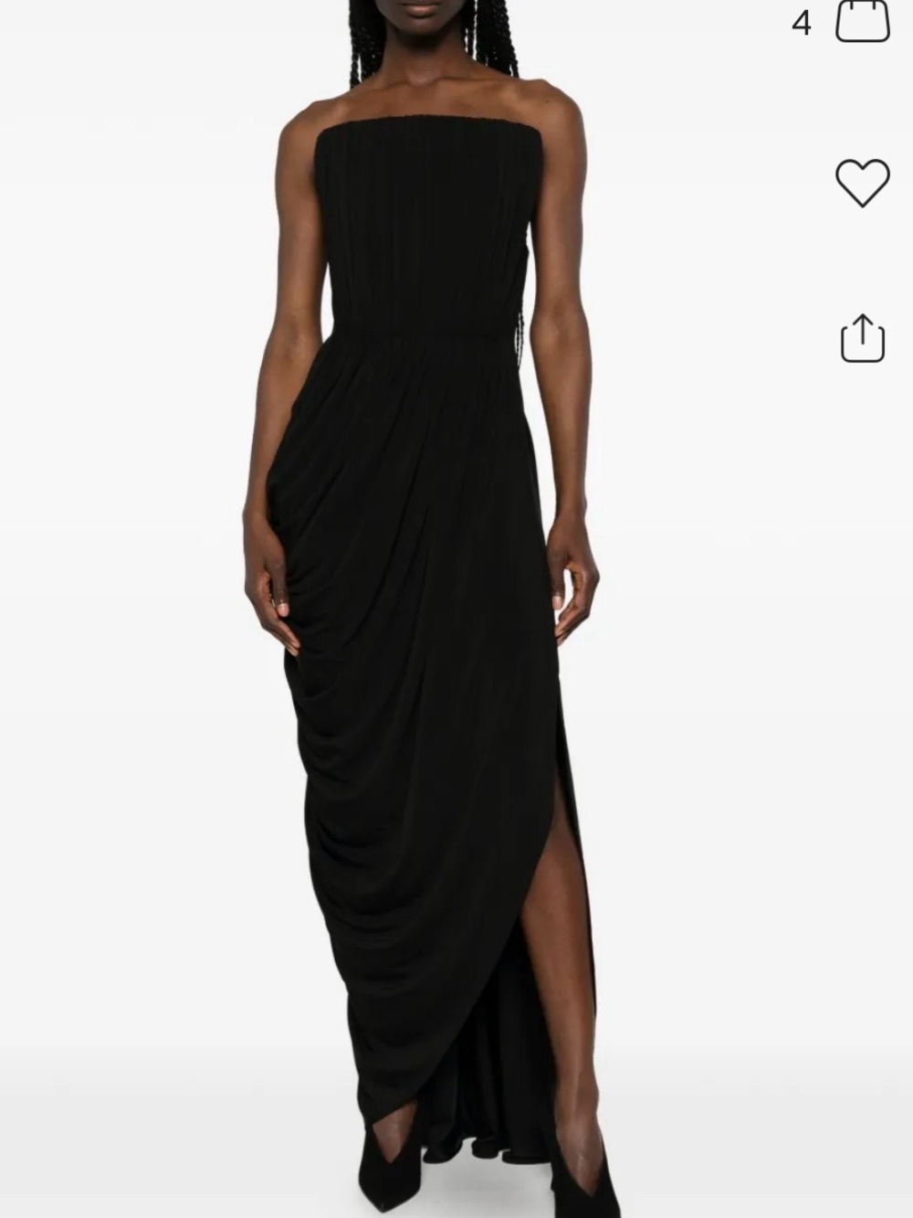 Stella McCartney Strapless Black Draped Gown with Side Slit